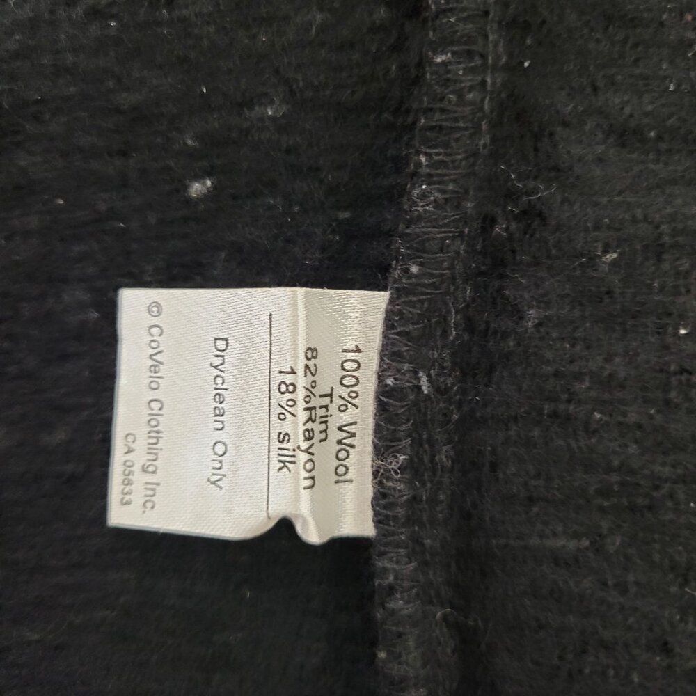 Covelo Women's Black Embroidered Wool Blend Jacket With Velvet Trim Button Front - Picture 6 of 7